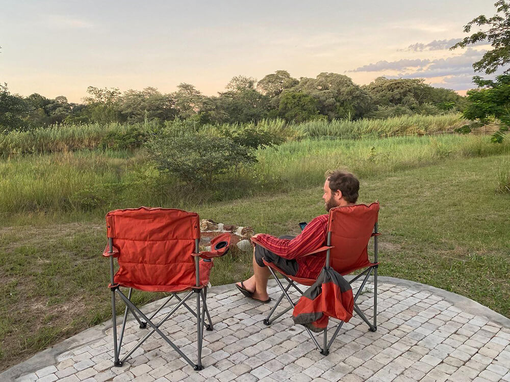 Camp lounge overlooking the Kavango