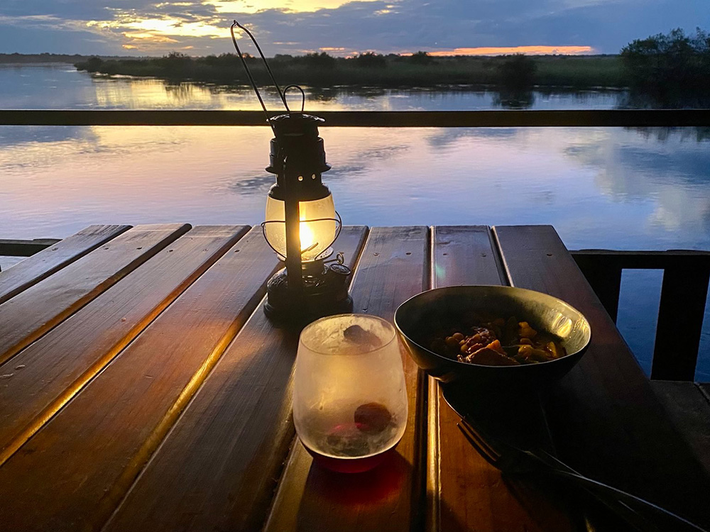 Dinner overlooking the Kavango River